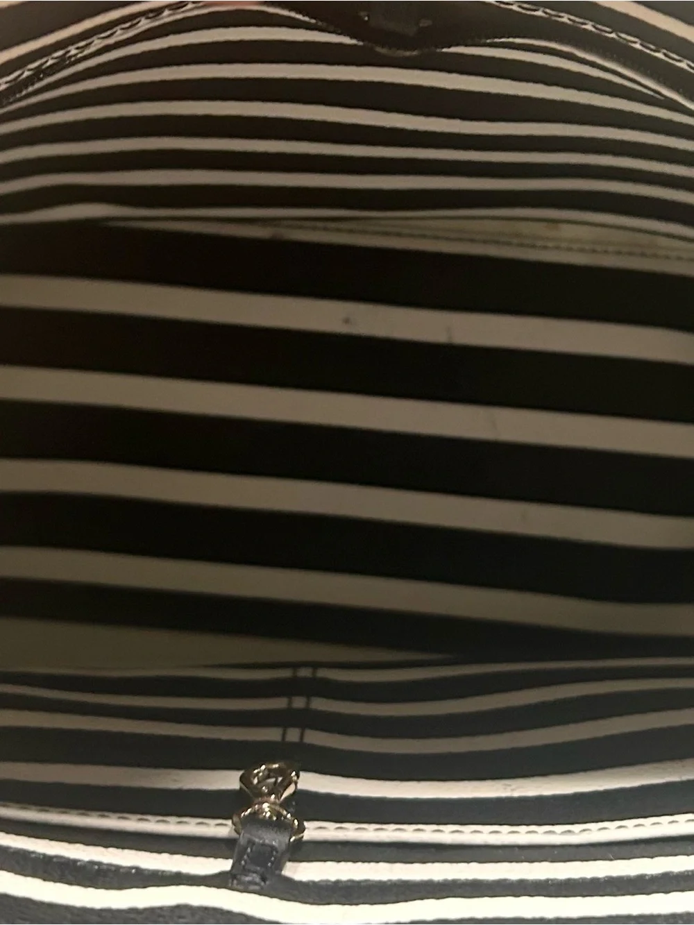 kate spade New York Black & Cream Striped Tote with Mint Base